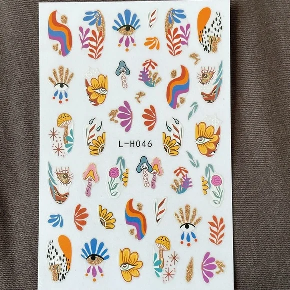 Brand New 5 Pack Nail Art Stickers - Evil Eye, Mushrooms etc. - Picture 6 of 6